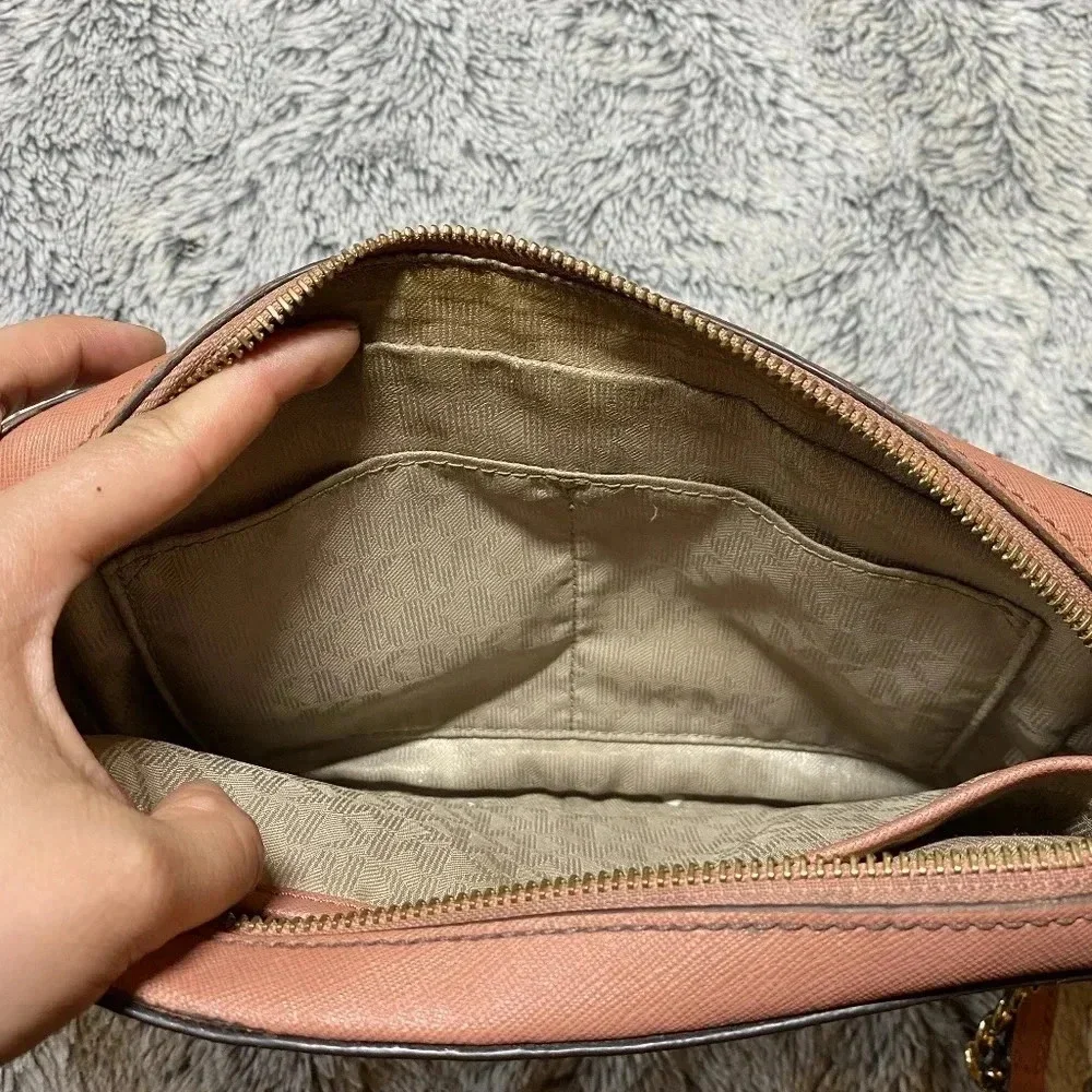 Michael Kors Pink Crossbody Jet Set Purse Saffiano Leather